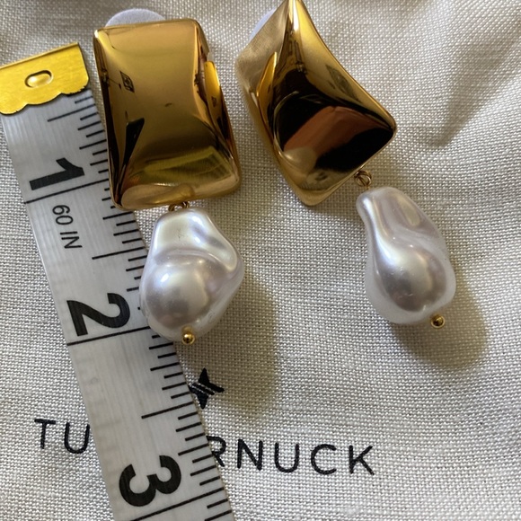 Tuckernuck Gold and Pearl Drop Earrings - Picture 3 of 3